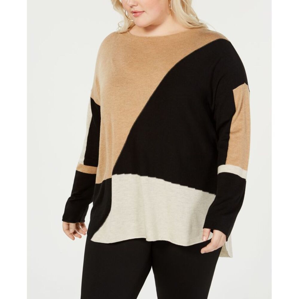 Plus Size Long Sleeve High Low Sweater
